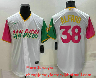 Men's San Diego Padres #38 Jorge Alfaro White 2022 City Connect Cool Base Stitched Jersey