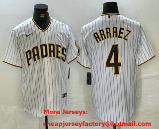 Men's San Diego Padres #4 Luis Arraez White Cool Base Stitched Jersey