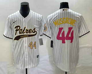Men's San Diego Padres #44 Joe Musgrove Number White Pinstripe 2023 City Connect Cool Base Stitched Jersey 11