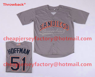 Men's San Diego Padres #51 Trevor Hoffman Grey Throwback Stitched MLB Mitchell & Ness Jersey