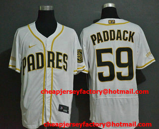 Men's San Diego Padres #59 Chris Paddack White With Gold Stitched MLB Flex Base Nike Jersey
