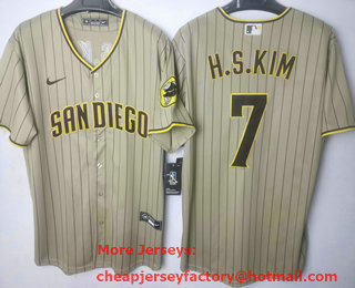 Men's San Diego Padres #7 Ha Seong Kim Grey Stitched MLB Cool Base Nike Jersey 01