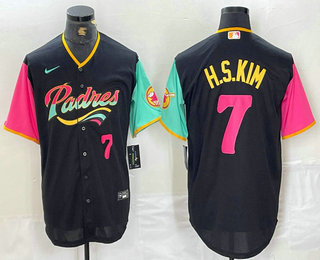 Men's San Diego Padres #7 Ha Seong Kim Number Black NEW 2023 City Connect Cool Base Stitched Jersey
