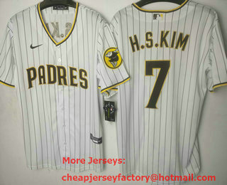 Men's San Diego Padres #7 Ha Seong Kim White Stitched MLB Cool Base Nike Jersey 01