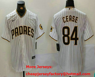 Men's San Diego Padres #84 Dylan Cease White Team Logo Stitched Cool Base Nike Jersey