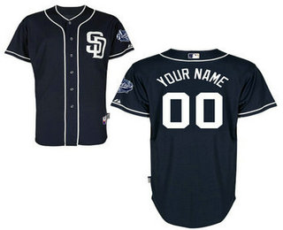 Men's San Diego Padres Authentic Customized Navy Blue Alternate Jersey