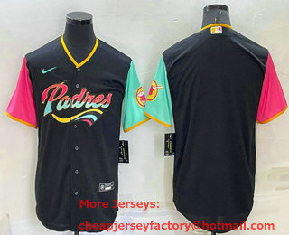 Men's San Diego Padres Blank Black 2022 City Connect Cool Base Stitched Jersey