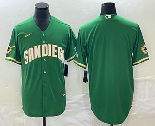 Men's San Diego Padres Blank Green Cool Base Stitched Baseball Jersey 01