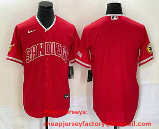 Men's San Diego Padres Blank Red NEW 2023 Cool Base Stitched Jersey 01