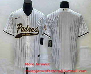 Men's San Diego Padres Blank White Cool Base With Patch Stitched Baseball Jersey