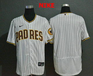 Men's San Diego Padres Blank White Pinstripe Stitched MLB Flex Base Nike Jersey