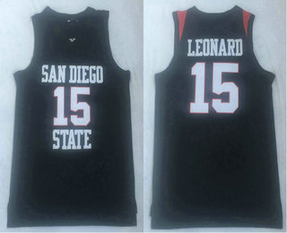 Men's San Diego State #15 Kawhi Leonard Black College Basketball Jersey