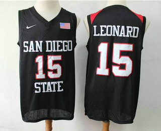 Men's San Diego State #15 Kawhi Leonard Black With USA Flag College Basketball Jersey