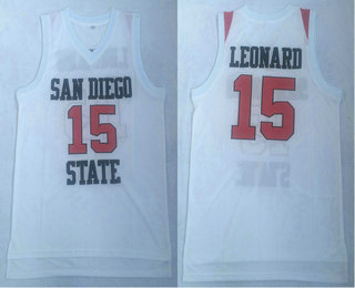 Men's San Diego State #15 Kawhi Leonard White College Basketball Jersey