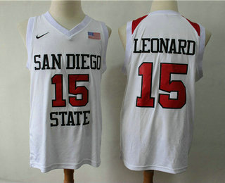 Men's San Diego State #15 Kawhi Leonard White With USA Flag College Basketball Jersey