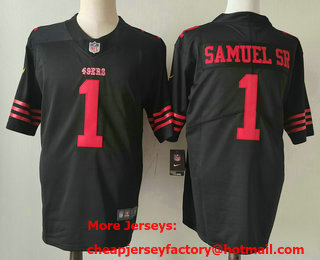 Men's San Francisco 49ers #1 Deebo Samuel Sr Black 2024 Vapor Limited Stitched Jersey