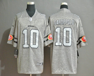 Men's San Francisco 49ers #10 Jimmy Garoppolo 2019 Gray Gridiron Vapor Untouchable Stitched NFL Nike Limited Jersey