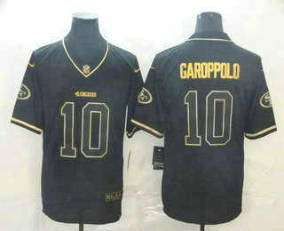 Men's San Francisco 49ers #10 Jimmy Garoppolo Black 100th Season Golden Edition Jersey
