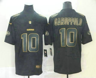 Men's San Francisco 49ers #10 Jimmy Garoppolo Black Gold 2019 Vapor Untouchable Stitched NFL Nike Limited Jersey