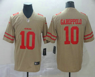 Men's San Francisco 49ers #10 Jimmy Garoppolo Gold 2019 Inverted Legend Stitched NFL Nike Limited Jersey