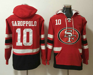Men's San Francisco 49ers #10 Jimmy Garoppolo NEW Red Pocket Stitched NFL Pullover Hoodie