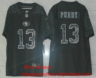 Men's San Francisco 49ers #13 Brock Purdy Black Reflective Limited Stitched Football Jersey