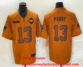 Men's San Francisco 49ers #13 Brock Purdy Brown 2023 Salute To Service Limited Stitched Jersey