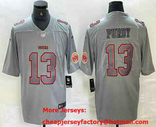 Men's San Francisco 49ers #13 Brock Purdy Grey Atmosphere Fashion Limited Stitched Jersey