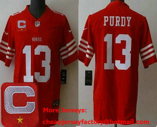 Men's San Francisco 49ers #13 Brock Purdy Limited Red C Patch FUSE Vapor Jersey