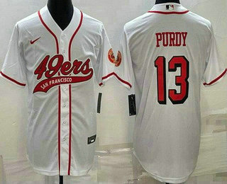 Men's San Francisco 49ers #13 Brock Purdy Limited White Alternate Baseball Jersey