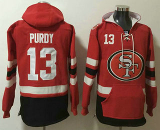 Men's San Francisco 49ers #13 Brock Purdy NEW Red Pocket Stitched NFL Pullover Hoodie
