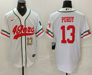 Men's San Francisco 49ers #13 Brock Purdy Number White Mexico Cool Base Stitched Baseball Jersey