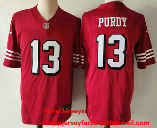 Men's San Francisco 49ers #13 Brock Purdy Red 2023 FUSE Color Rush Vapor Untouchable Limited Jersey