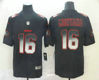 Men's San Francisco 49ers #16 Joe Montana Black 2019 Vapor Smoke Fashion Stitched NFL Nike Limited Jersey