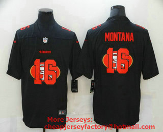 Men's San Francisco 49ers #16 Joe Montana Black 2020 Shadow Logo Vapor Untouchable Stitched NFL Nike Limited Jersey