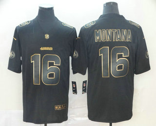 Men's San Francisco 49ers #16 Joe Montana Black Gold 2019 Vapor Untouchable Stitched NFL Nike Limited Jersey