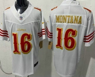 Men's San Francisco 49ers #16 Joe Montana Limited White Rivalries FUSE Vapor Jersey