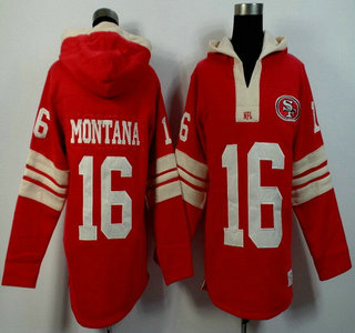 Men's San Francisco 49ers #16 Joe Montana Red Team Color Team Color 2015 NFL Hoody