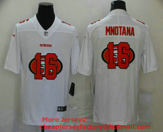Men's San Francisco 49ers #16 Joe Montana White 2020 Shadow Logo Vapor Untouchable Stitched NFL Nike Limited Jersey