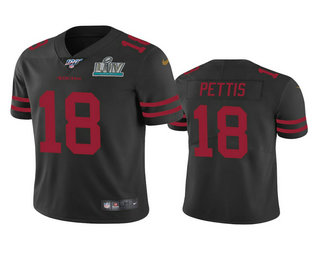 Men's San Francisco 49ers #18 Dante Pettis Black Super Bowl LIV Vapor Limited Jersey