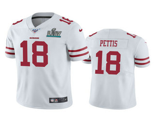 Men's San Francisco 49ers #18 Dante Pettis White Super Bowl LIV Vapor Limited Jersey