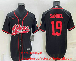 Men's San Francisco 49ers #19 Deebo Samuel Black Stitched Cool Base Nike Baseball Jersey