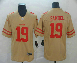 Men's San Francisco 49ers #19 Deebo Samuel Gold 2019 Inverted Legend Stitched NFL Nike Limited Jersey