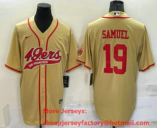 Men's San Francisco 49ers #19 Deebo Samuel Gold Stitched Cool Base Nike Baseball Jersey