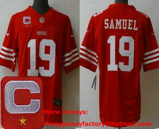 Men's San Francisco 49ers #19 Deebo Samuel Limited Red C Patch FUSE Vapor Jersey