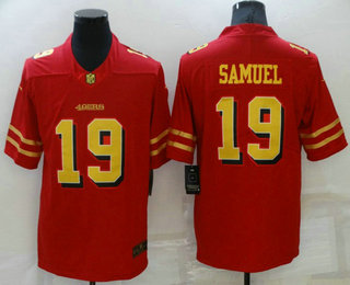 Men's San Francisco 49ers #19 Deebo Samuel Red Gold 2021 Vapor Untouchable Stitched NFL Nike Limited Jersey