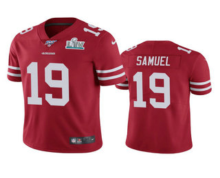 Men's San Francisco 49ers #19 Deebo Samuel Scarlet Super Bowl LIV Vapor Limited Jersey