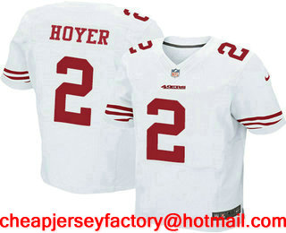 Men's San Francisco 49ers #2 Brian Hoyer White Road Stitched NFL Nike Elite Jersey