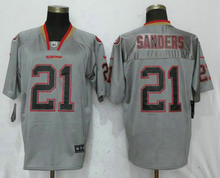 Men's San Francisco 49ers #21 Deion Sanders Lights Out Gray Stitched NFL Nike Elite Jersey
