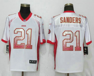 Men's San Francisco 49ers #21 Deion Sanders White Drift Stitched NFL Nike Fashion Elite Jersey